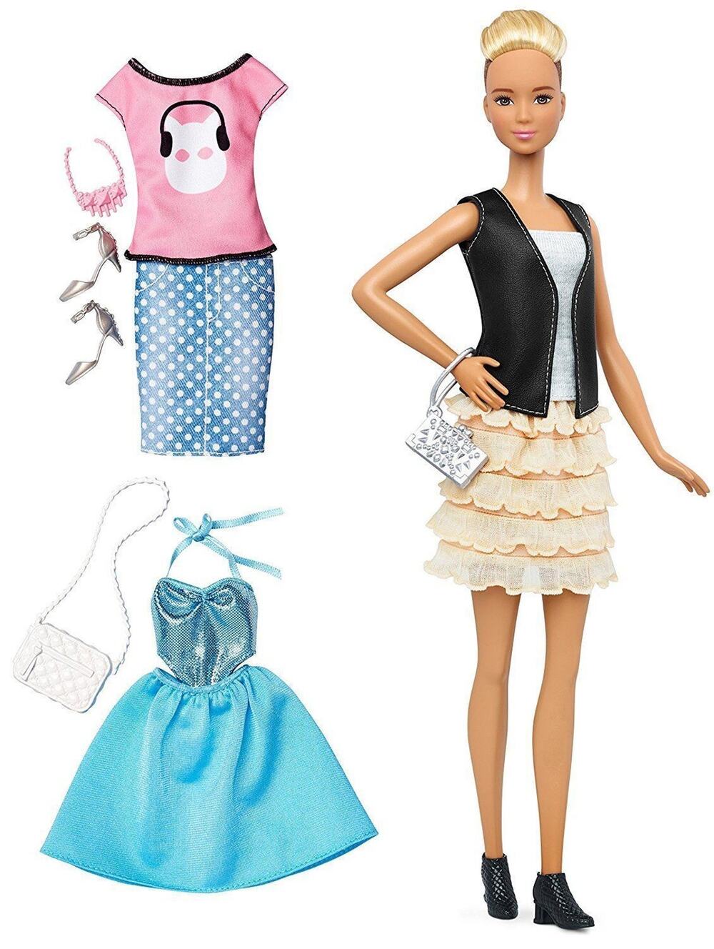 Barbie Fashionistas & Fashions Leather & Ruffles Doll, Tall Blonde - DTF07